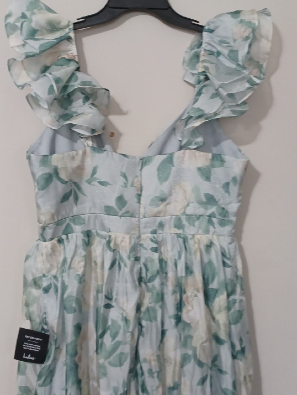 Lulu's Mint Floral Ruffle-Sleeve Maxi Dress. Wedding/Party Dress NWT Sz XL - Picture 11 of 12
